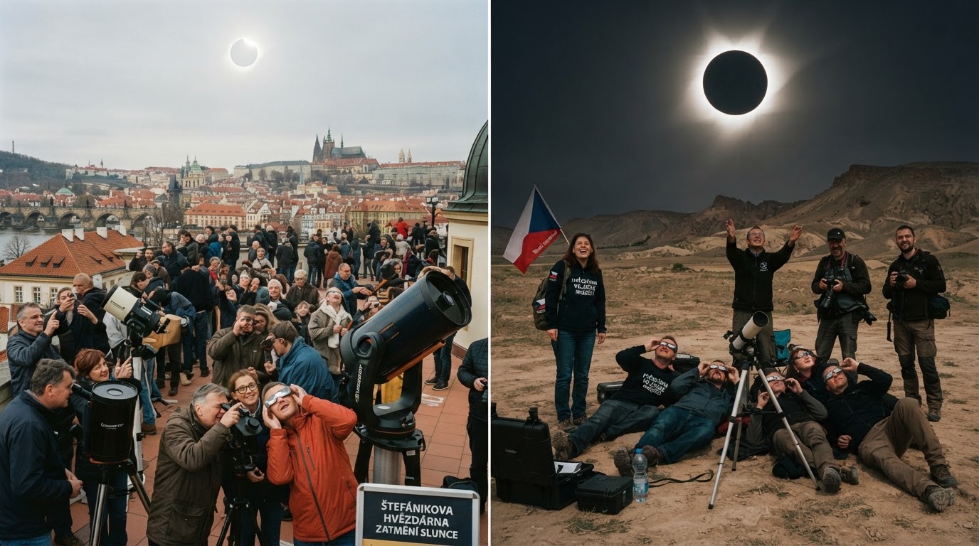 Češi sledovali zatmění Slunce na hvězdárnách i v zahraničí