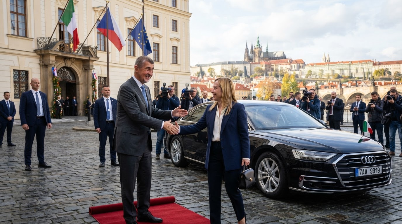 Meloniová přijela do Prahy jednat s Babišem o rozpočtu EU a bezpečnosti